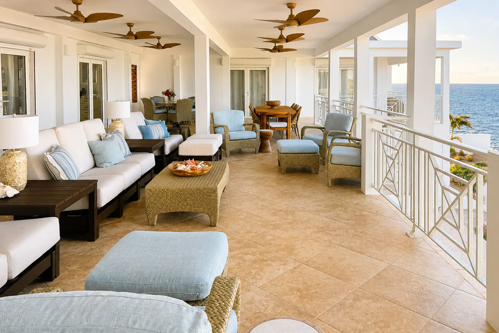 Upper Patio — morning light and sea breeze