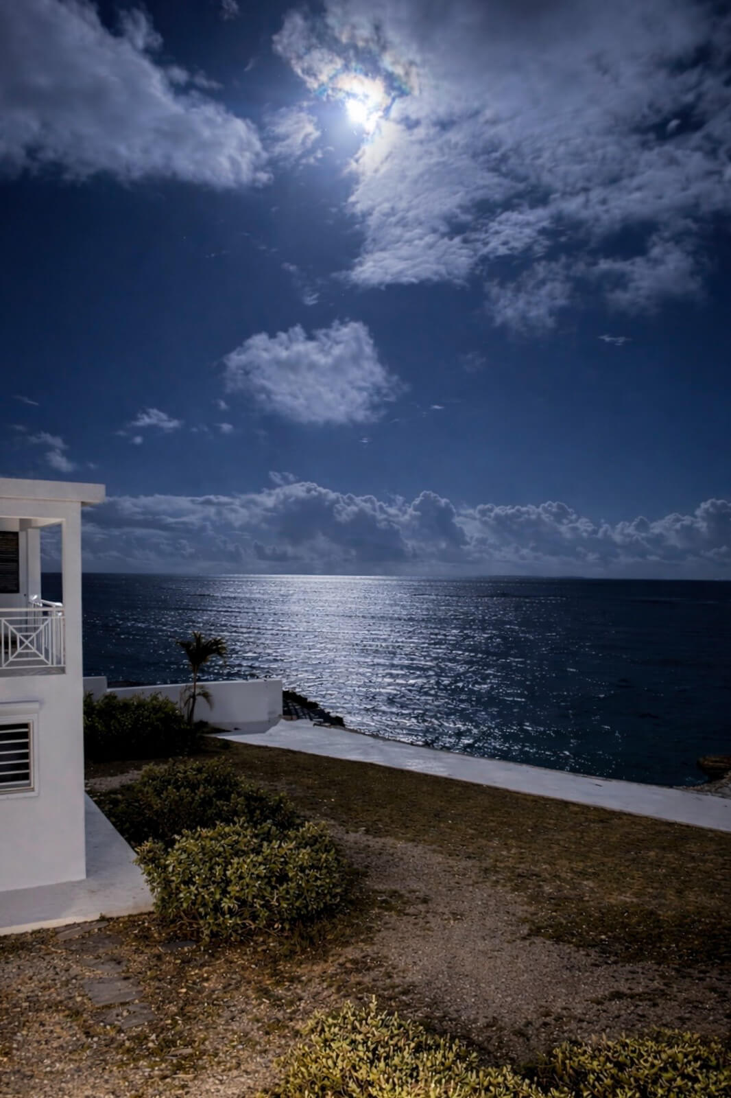 Upper Patio — evening light over the water